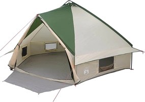 vidaXL Cort Teepee pentru 10 Persoane Verde și alb 490 x 410 x 210 cm