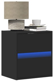 vidaXL Noptiere montate pe perete cu lumini LED, 2 buc., negru