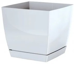Înveliş de ghiveci Coubi Square, cu vas, alb, 18 x 18 x 16,5 cm