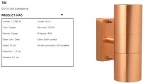 Aplica de perete exterior dubla, IP54 Tin cupru 21279930 NL