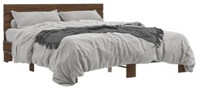 3280141 vidaXL Cadru de pat, stejar maro, 160x200 cm, lemn prelucrat și metal