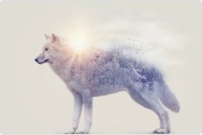 Tablou - Lupul arctic oglindit în peisaj sălbatic (90x60 cm)