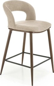 Scaun de bar bej H114, stofa clasica/otel, 48x52x92 cm