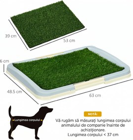 Pawhut Toaleta Pentru Caini, Litiera Portabila Pentru Catei Cu Iarba Artificiala, Panou Cu Grila, Tava, 63 x 48,5 cm | Aosom Romania