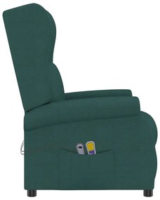 Fotoliu electric rabatabil masaj spatar aripi verde textil 1, Morkegronn