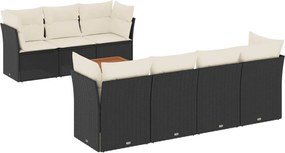 vidaXL Set mobilier de grădină cu perne, 8 piese, negru, poliratan