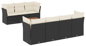 3255832 vidaXL Set mobilier de grădină cu perne, 8 piese, negru, poliratan