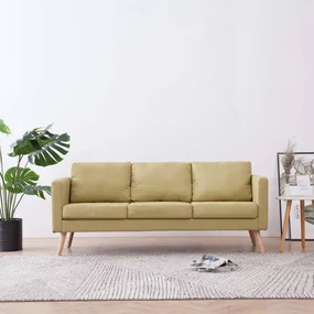 281358 vidaXL Canapea cu 3 locuri, verde, material textil