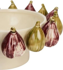 Bol mare din ceramică stoneware cu smochine sculptate și glazură reactivă, D34×H14 cm, „Fig Bowl"