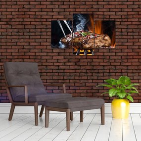 Tablou cu steac pe grill (90x60 cm)