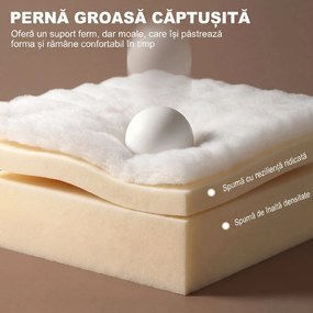HOMCOM Fotoliu Pat 2 în 1 pentru O Persoană, Pliabil, cu 2 Perne, Economisire Spațiu, Țesătură Efect In și Catifea, Crem | Aosom Romania