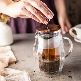 Infuzor pentru cafea/ceai, sticlă, culoare cupru, 0,35L Klausberg KB7721, cu perete dublu