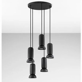 Lustra cu 5 pendule ceramica neagra PARLO