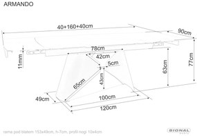 Masa extensibila Armando alb/negru L160-240xl90 cm
