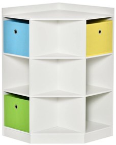 HOMCOM Raft de depozitare pentru copii, 3 sertare din netesut, MDF, antirăsturnare, Alb | Aosom Romania