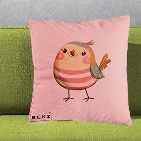 Perna Decorativa Pui Kawaii Pastel Dungat, 40x40 cm, Roz, Husa Detasabila, Perna Inclusa, BEKZ®