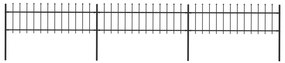 Gard de gradina cu varf sulita, negru, 5,1 x 0,6 m, otel 1, 0.6 m, 5.1 m