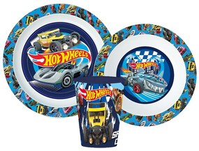 Hot Wheels Blue Fire set de tacâmuri, set de plastic micro, cu pahar de 260 ml