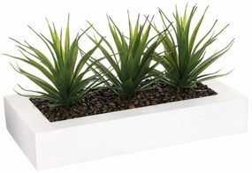 Planta artificiala, 3 x aloe vera intr-o glastra alba, 31 cm