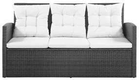 Set mobilier de gradina cu perne, 5 piese, negru, poliratan