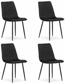 Set 4 Scaune Bucatarie/Dining Clay Catifea Negre