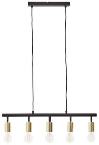 Brilliant - Lustră suspendată pe cablu TIFFANY, 5x E27/28W/230V, negru/alamă