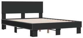3280192 vidaXL Cadru de pat, negru, 140x200 cm, lemn prelucrat și metal