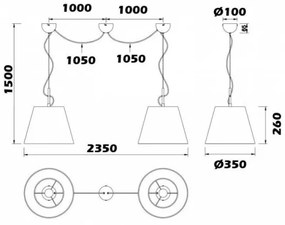 Lustră pe cablu ANDREUS 2xE27/60W/230V Trio
