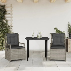 3263027 vidaXL Set mobilier de grădină cu perne, 3 piese,gri deschis,poliratan