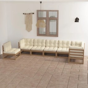 3076647 vidaXL Set mobilier de grădină cu perne, 7 piese, lemn masiv de pin