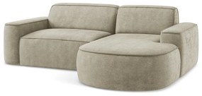 Colțar bej cu tapițerie din chenille (cu colț pe partea dreaptă/cu șezlong) Omao – Makamii