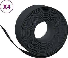 vidaXL Borduri de grădină, 4 buc, negru, 10 m 20 cm, polietilenă