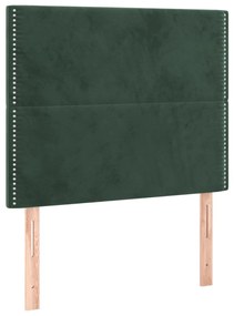 Pat box spring cu saltea, verde inchis, 100x200 cm, catifea Verde inchis, 100 x 200 cm, Culoare unica si cuie de tapiterie