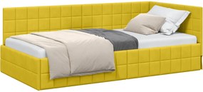 vidaXL Cadru de pat colțar cu headboard Galben 90 cm x 200 cm Catifea