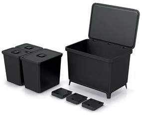 Coș de gunoi, 23 + 10 + 10 l, negru
