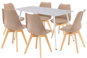 Ravena 6+1 set de sufragerie alb-bej