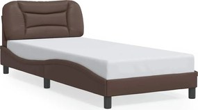 vidaXL Cadru de pat fără saltea, Hvar, maro, 90x190 cm, piele ecologică