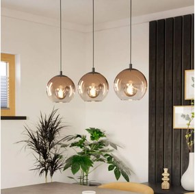 Eglo 901924 - Lustru suspendat pe cablu ARISCANI 3xE27/60W/230V negru/bej/fumuriu