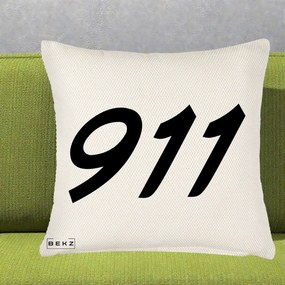 Perna Personalizata 911 Bold, 40x40 cm, Crem Reliefat, Husa Detasabila, Perna Inclusa, BEKZ®