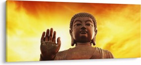 Tablou - Buddha cu fundal roșu și galben (120x50 cm)