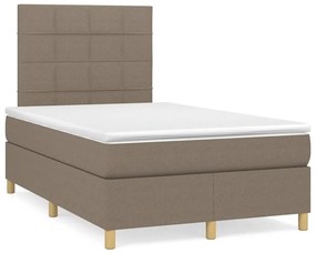 vidaXL Pat box spring cu saltea, taupe, 120x190 cm material textil