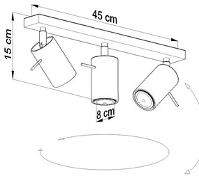 Plafonieră Sollux Etna, lungime 45 cm, gri