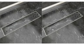 vidaXL Rigolă liniară duș, 2 buc, 530 x 140 mm, oțel inoxidabil