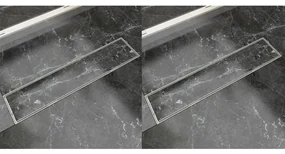 vidaXL Rigolă liniară duș, 2 buc, 530 x 140 mm, oțel inoxidabil