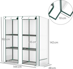 Outsunny Seră Aplicată, din PE Consolidată,, 144 x 48 x 152 cm, Alb | Aosom Romania