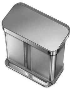 Simplehuman Coș de gunoi cu pedală pentru sortareadeșeurilor, 58 l, oțel periat, FPP