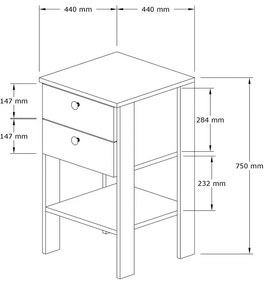 Măsuță de noptieră Ruzisa Walnut