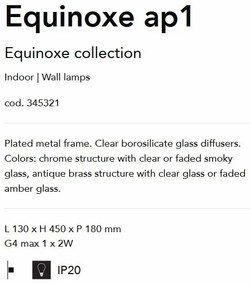 Aplica de perete EQUINOXE AP1 antique brass/ faded amber