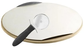 Piatră de pizza cu tavă și tăietor din aluminiu