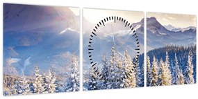 Tablou - Peisaj montan în timpul iernii (cu ceas) (90x30 cm)